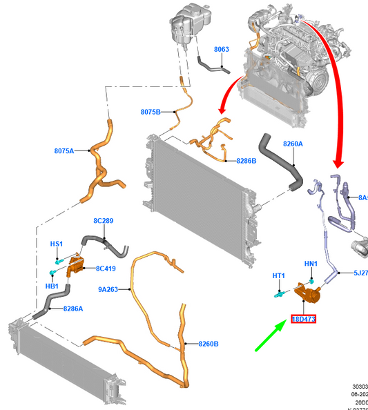 new ford mondeo mk5 cooling system pump assy 2461724 j1g3-18d473-cc original