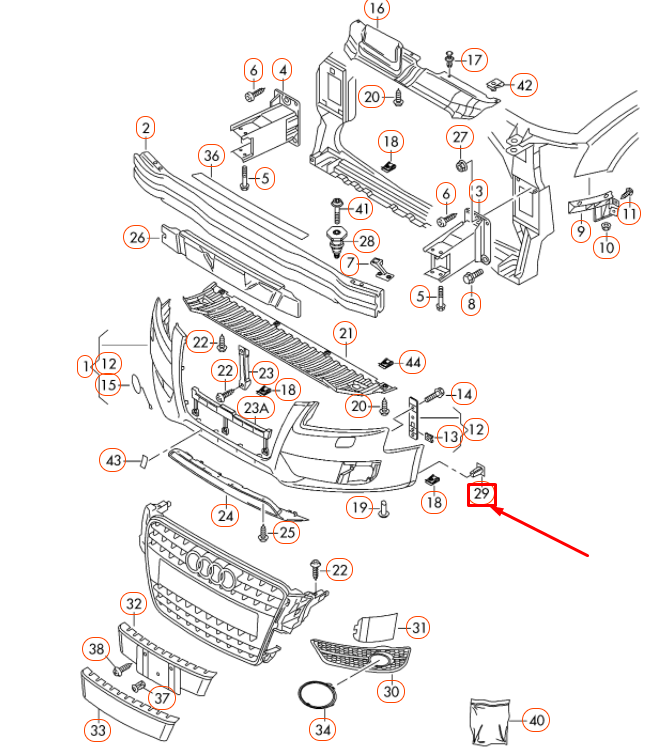 new audi a4 b8 front bumper white clip 8k0821213a original