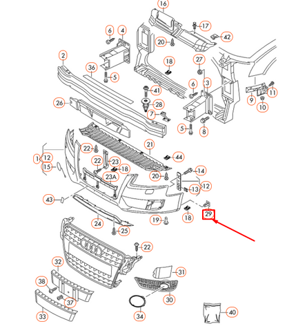 new audi a4 b8 front bumper white clip 8k0821213a original