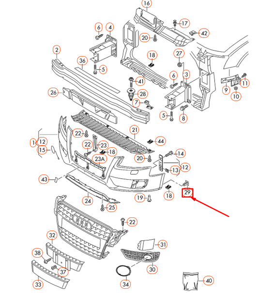 new audi a4 b8 front bumper white clip 8k0821213a original