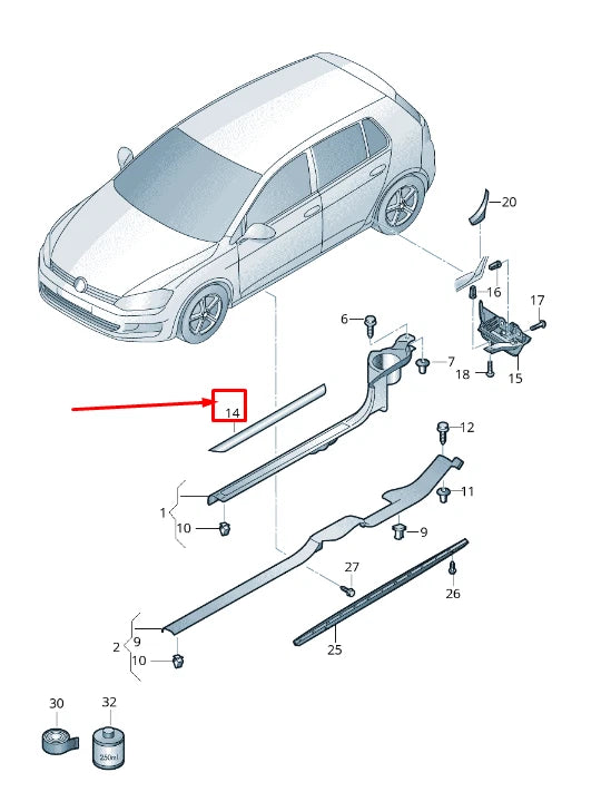 NEW VW TOURAN 5T FRONT INTERIOR SILL TRIM STRIP 510853537DTW7 ORIGINAL