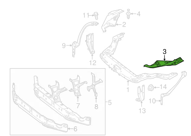 NEW MB SLK R172 RADIATOR SUPPORT LEFT REINFORCEMENT COVER A1728260024 ORIGINAL