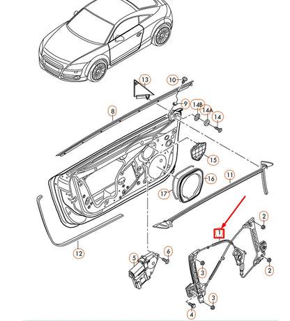 NEW AUDI TT 8J FRONT LEFT WINDOW REGULATOR 8J0837461E ORIGINAL