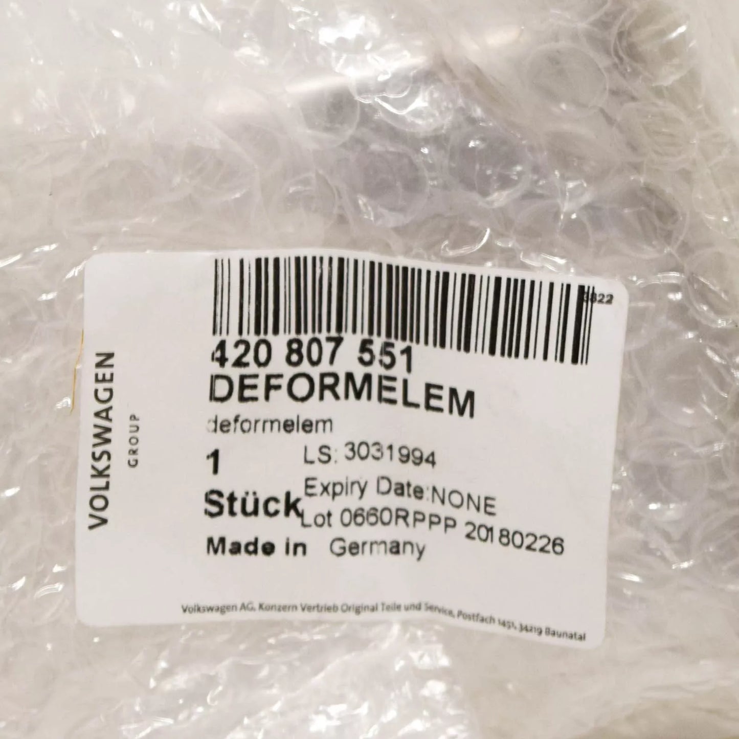 NEW AUDI R8 42 FRONT LEFT DEFORMATION ELEMENT 420807551 ORIGINAL