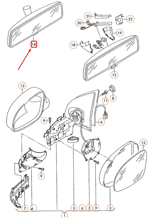 NEW VOLKSWAGEN GOLF 5K MK6 INTERIOR REAR VIEW MIRROR 3C0857511JSMA ORIGINAL