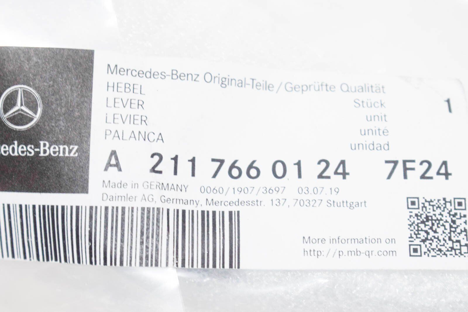 NEW MB E-CLASS W211 LEFT DOOR INNER CHROME HANDLE A21176601247F24 ORIGINAL