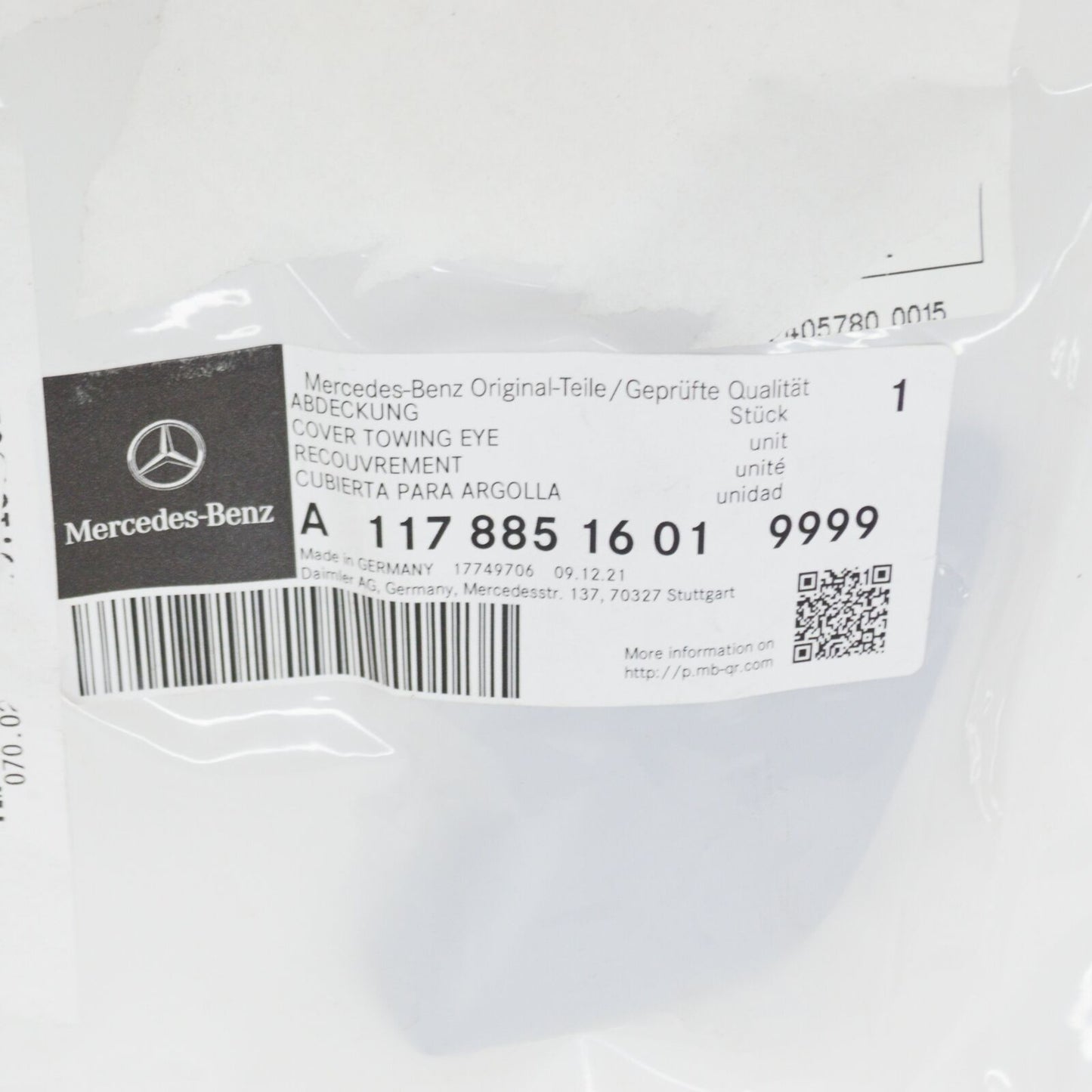 NEW MB CLA C117 AMG FRONT BUMPER TOW HOOK CAP COVER A11788516019999 ORIGINAL