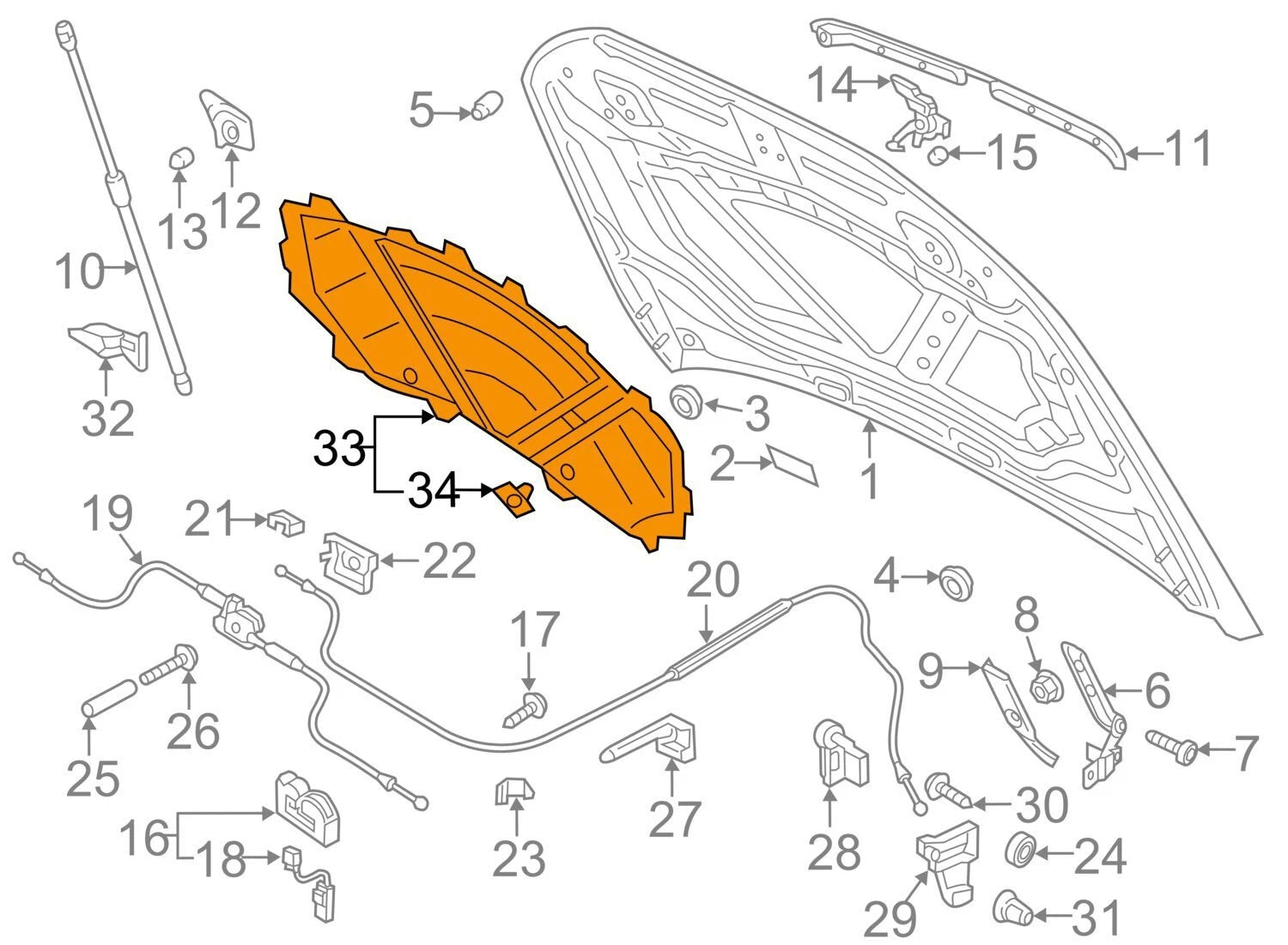 NEW AUDI Q3 8U HOOD BONNET INSULATION 8U0863825A ORIGINAL