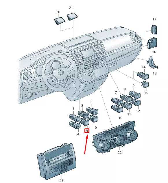 NEW VW TRANSPORTER VI T6 DAMPING ADJUSTMENT PUSH-BUTTON 7E0927124WHS
