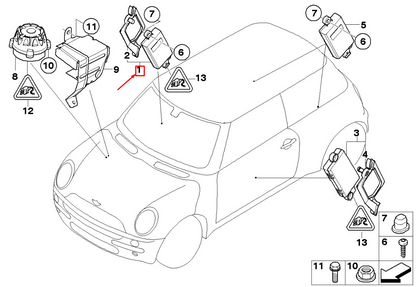new mini cabrio r52 right door alarm system control unit 65756951664 original