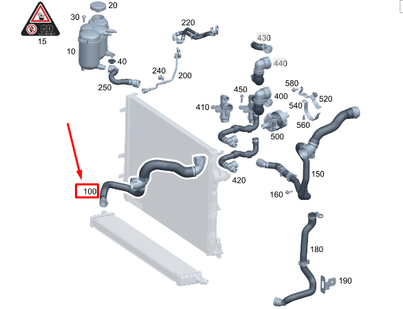 new mercedes-benz c w206 c43 amg engine coolant hose a2065013504 original