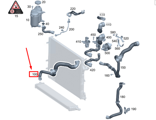 new mercedes-benz c w206 c43 amg engine coolant hose a2065013504 original