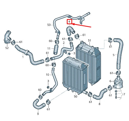 NEW AUDI RS7 SPORTBACK 4G ENGINE COOLANT HOSE 4G0121058D