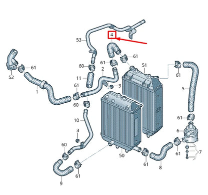 NEW AUDI RS7 SPORTBACK 4G ENGINE COOLANT HOSE 4G0121058D