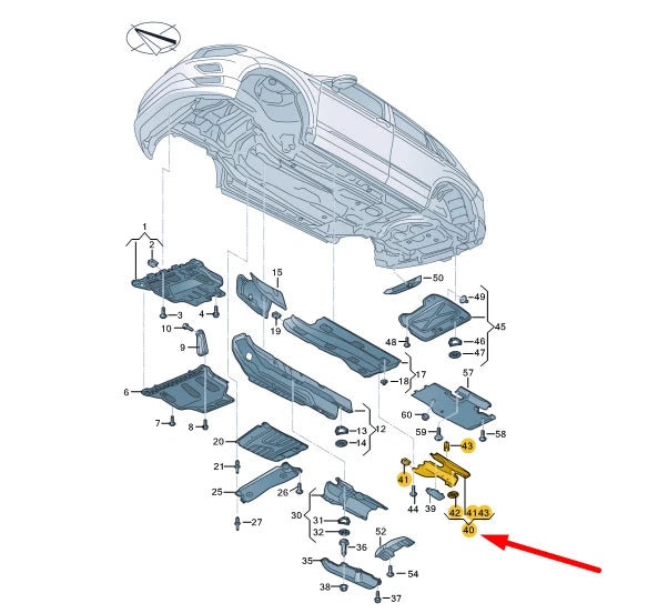 NEW VOLKSWAGEN TIGUAN AD MK2 REAR LEFT UNDERBODY TRIM 5QF825206A ORIGINAL