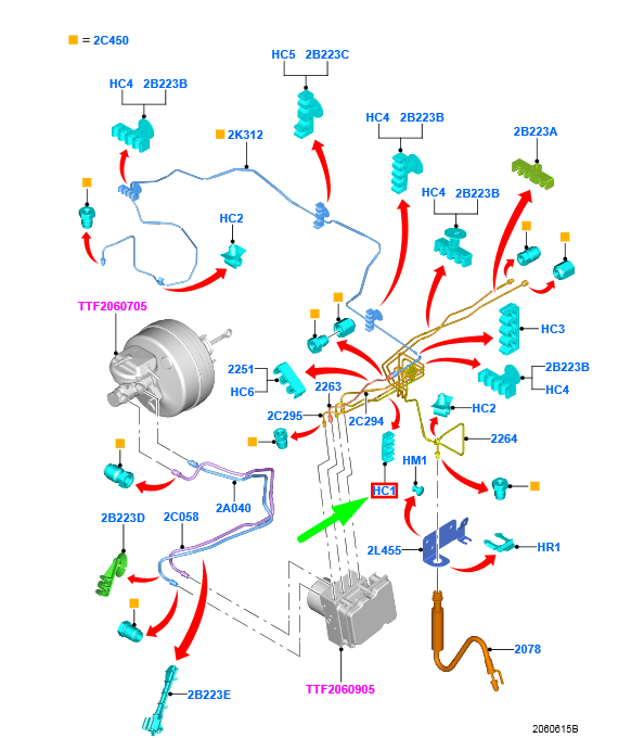 new ford transit custom mk1 front brake pipe clip 1089058 original