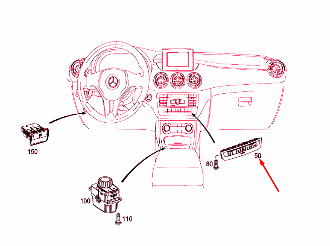 NEW MB CLA COUPE C117 UPPER CONTROL PANEL SWITCH BLOCK A24690597012A17 ORIGINAL