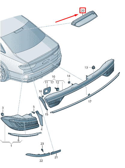NEW AUDI A8 4N REAR THIRD BRAKE CENTRE STOP LIGHT 8W5945097D ORIGINAL