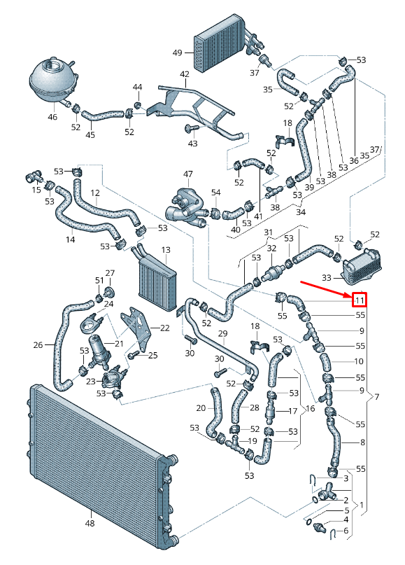 new audi tt 8j engine coolant hose 1k0121051q original