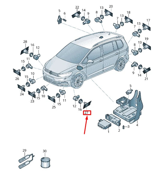 NEW VW TOURAN 5T FRONT LEFT PARKING SENSOR BRACKET 5TA919399GRU