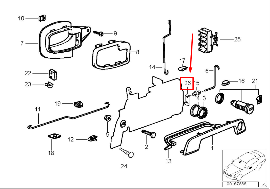 new bmw 3 compact e36 inner door handle circlip 51218398854 8398854 original