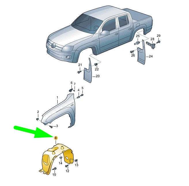NEW VOLKSWAGEN AMAROK FRONT RIGHT WHEEL HOUSING LINER 2H0809962B ORIGINAL