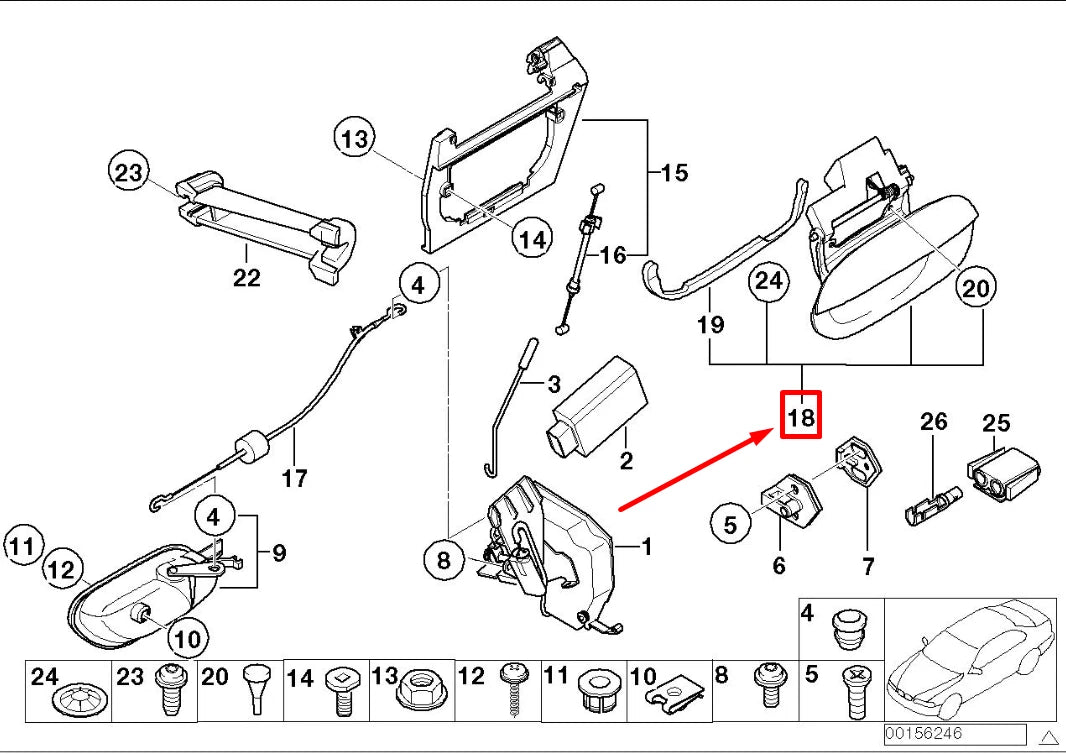 NEW BMW 5 E39 REAR LEFT INTERIOR OPENING HANDLE 8245465 51228245465 ORIGINAL