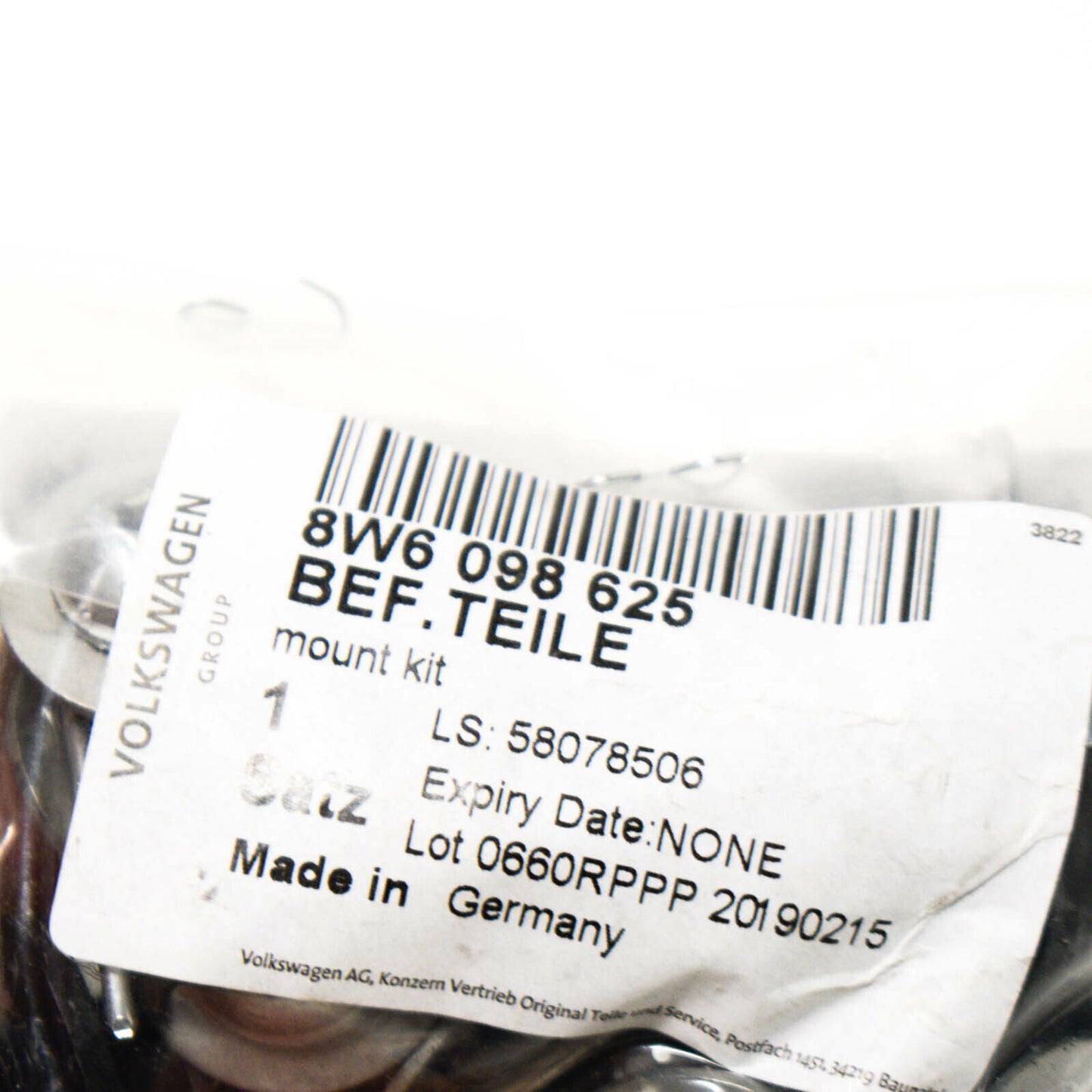 NEW AUDI A5 8W6 FRONT FENDER HARDWARE KIT 8W6098625 ORIGINAL