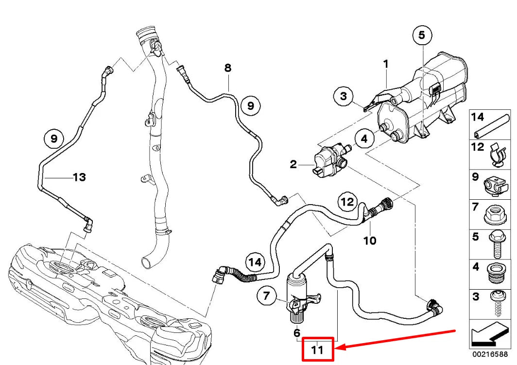NEW BMW 1 CABRIO E88 VENT PIPE W/DUST FILTER 7191056 16137191056 ORIGINAL
