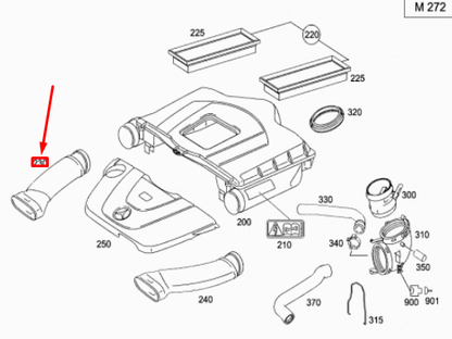 NEW MERCEDES-BENZ SLK R171 RIGHT AIR DUCT HOSE A2720941882 ORIGINAL