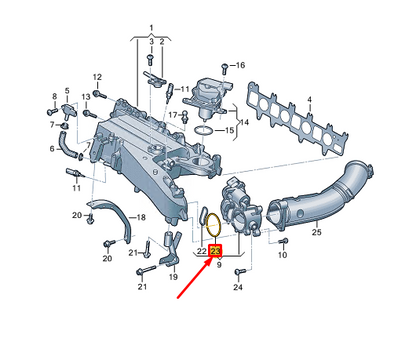 new vw caddy mk4 sb throttle valve seal 05l131547t original