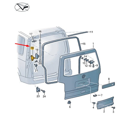NEW VW TRANSPORTER VI T6 REAR LID STRUT RIGHT BRACKET 7E0827436A