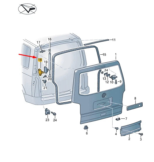 NEW VW TRANSPORTER VI T6 REAR LID STRUT RIGHT BRACKET 7E0827436A