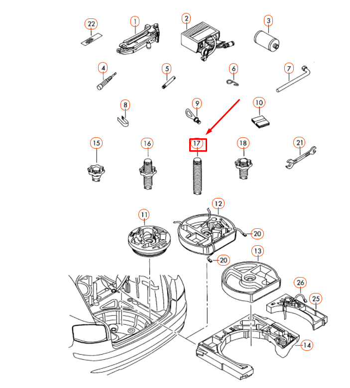 NEW VW GOLF MK6 SPARE WHEEL MOUNTING BOLT 1T0803899B ORIGINAL
