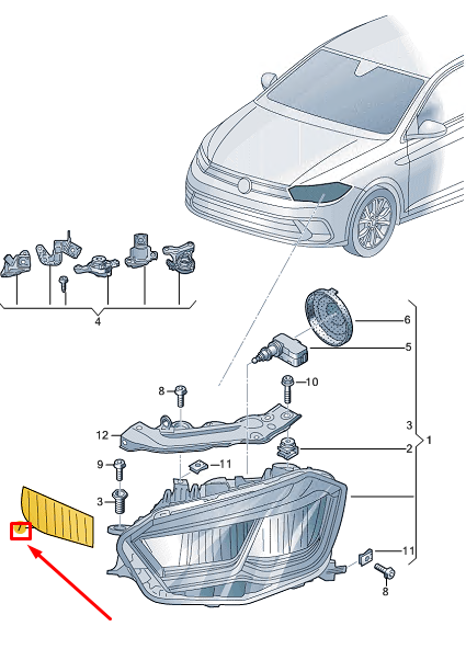 new vw polo aw mk6 headlight mask film rhd 2g2941981 original