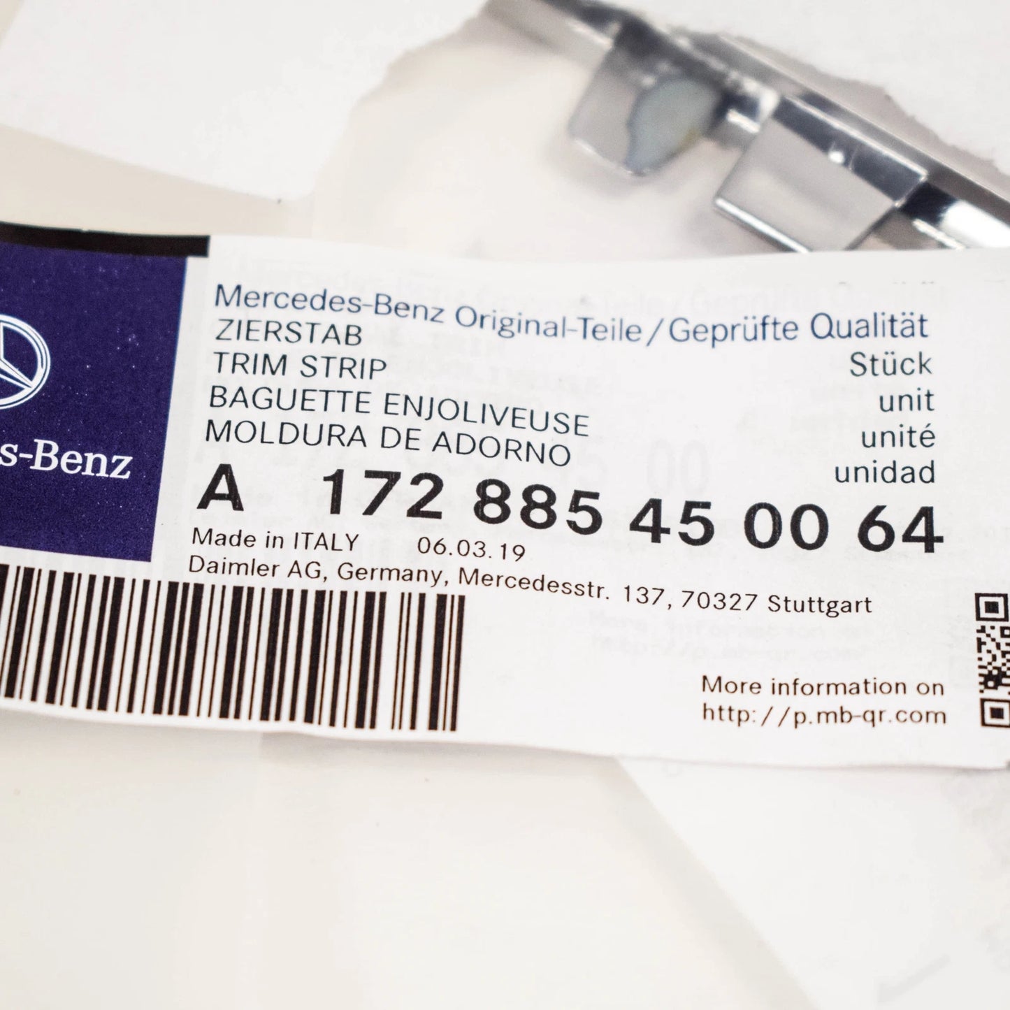 NEW MERCEDES BENZ SLK R172 FRONT BUMPER LEFT LOWER TRIM A172885450064 ORIGINAL