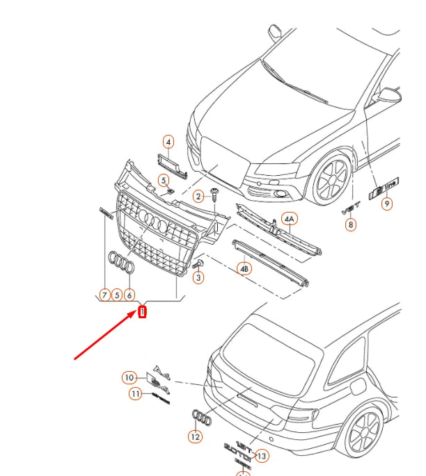NEW AUDI S4 B8 FRONT RADIATOR GRILLE 8K0853651D1RR