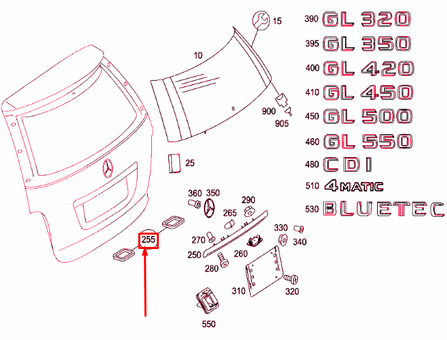 new mercedes-benz gl x164 rear panel door handle seal a1647400678 original