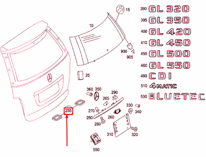 new mercedes-benz gl x164 rear panel door handle seal a1647400678 original