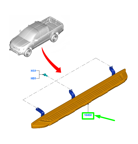 new ford ranger t6 mk1 right side step assy eb3b-16450-kg5gax 2262896 original