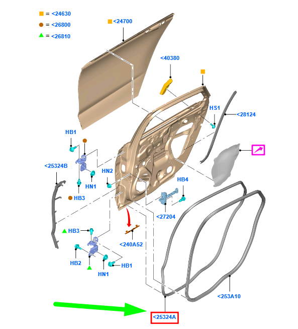 new ford mondeo mk5 rear right door seal ds73-f25324-bb 2441536 original