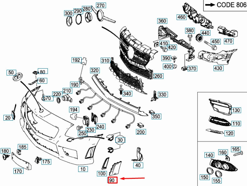 NEW MB SLK R172 FRONT BUMPER LEFT ORNAMENTAL MOLDING A17288803739999 ORIGINAL