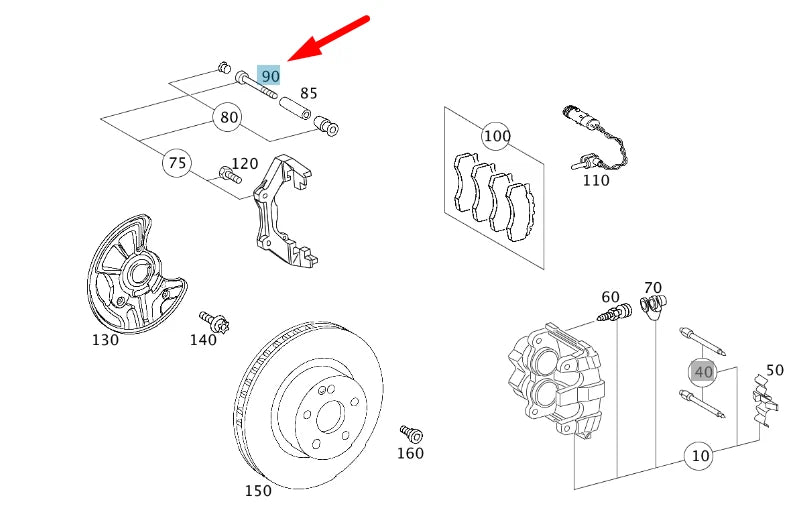 NEW MERCEDES-BENZ E W211 FRONT BRAKE CALIPER GUIDE PIN A0004211671 ORIGINAL