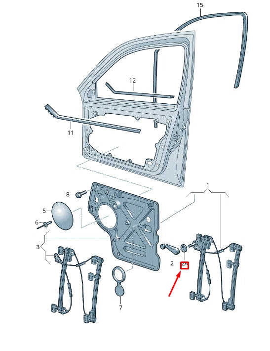 NEW VW TRANSPORTER T6 FRONT WINDOW CRANK LEFT COMPEN. PIECE 7E083734592W
