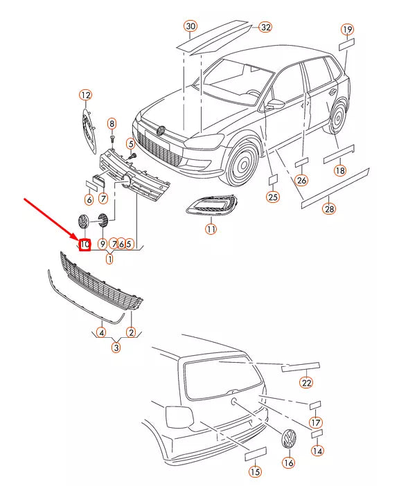 NEW VOLKSWAGEN POLO 6R FRONT EMBLEM BADGE 6C0853600FOD
