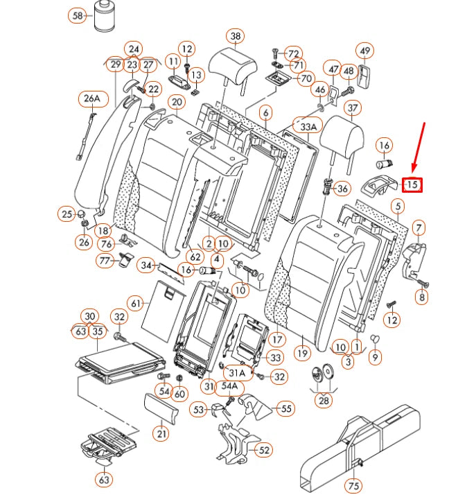 NEW VW GOLF MK5 REAR SPLIT LEFT SEAT BACKREST LOCK TRIM 1K0885893A82V ORIGINAL