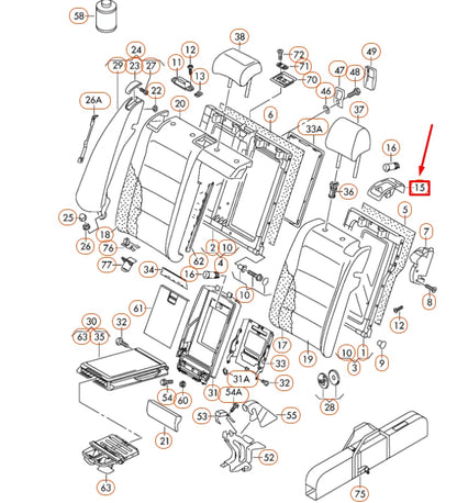 NEW VW GOLF MK5 REAR SPLIT LEFT SEAT BACKREST LOCK TRIM 1K0885893A82V ORIGINAL