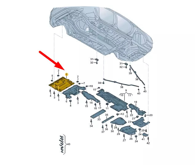 NEW AUDI A8 4N D5 FRONT ENGINE UNDERSHIELD COVER 4N0825235S ORIGINAL