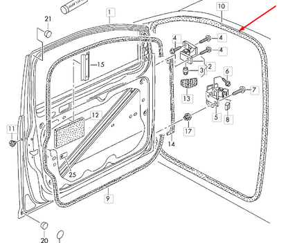 new volkswagen touran 1t front left door seal rubber 1t0867911g9b9 original