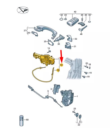 NEW VW PASSAT B8 FRONT LEFT DOOR HANDLE MOUNTING BAR LHD 517837811L ORIGINAL